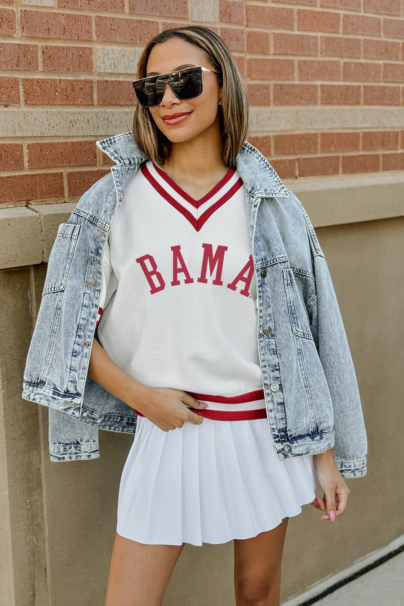 ALABAMA CRIMSON TIDE INFINITE CHARM VARSITY V-NECK SWEATER