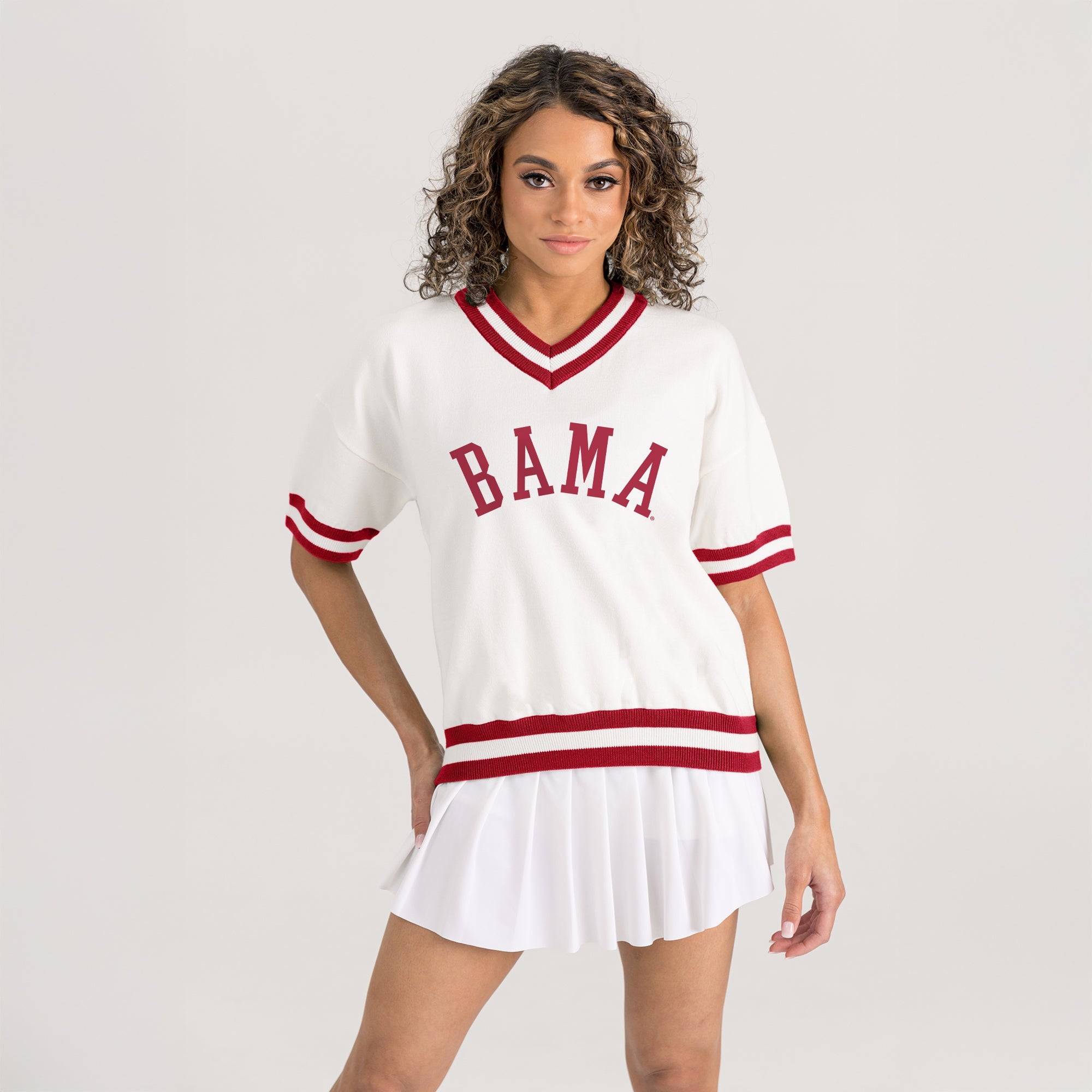 ALABAMA CRIMSON TIDE INFINITE CHARM VARSITY V-NECK SWEATER