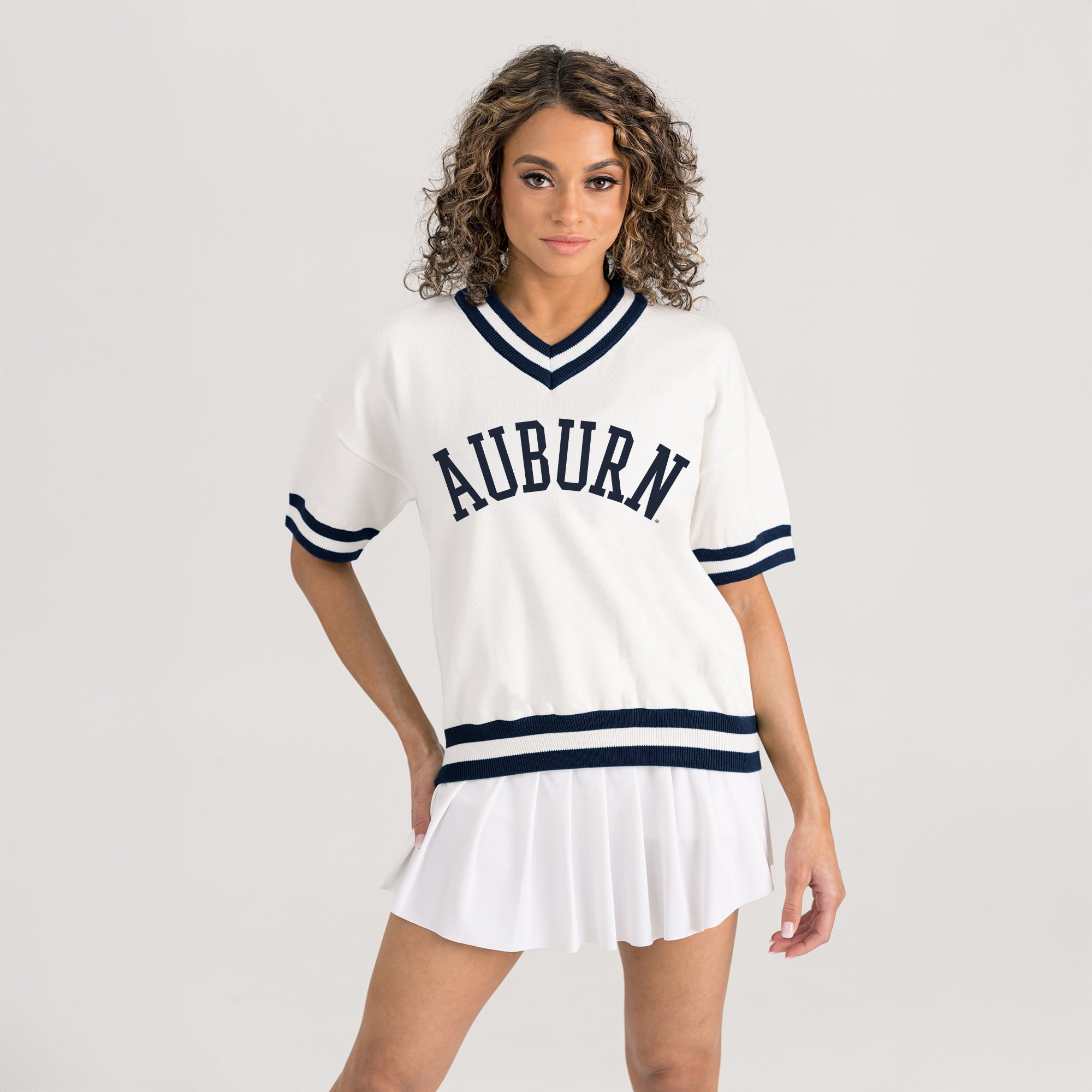 AUBURN TIGERS INFINITE CHARM VARSITY V-NECK SWEATER