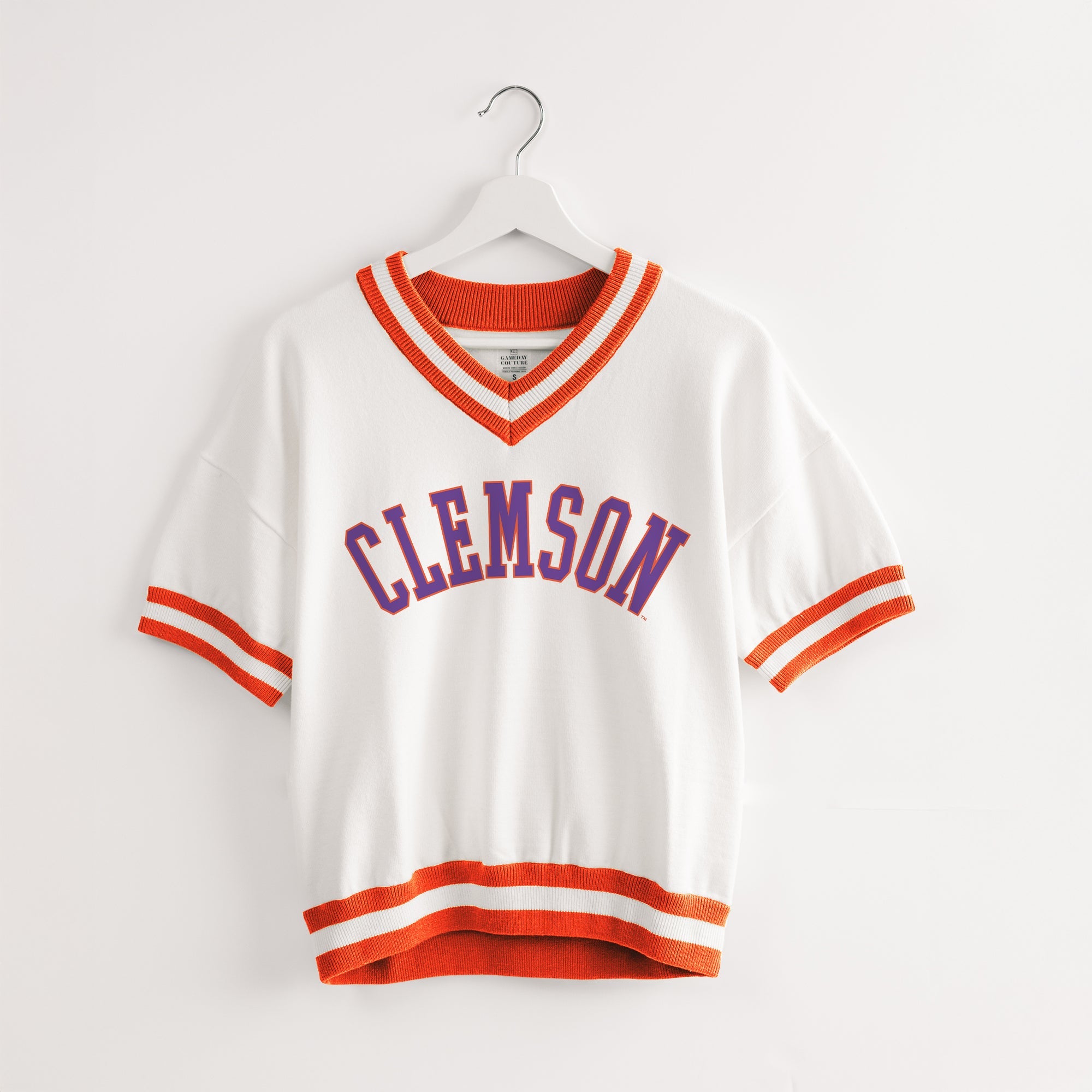 CLEMSON TIGERS INFINITE CHARM VARSITY V-NECK SWEATER