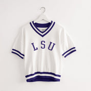 LSU TIGERS INFINITE CHARM VARSITY V-NECK SWEATER