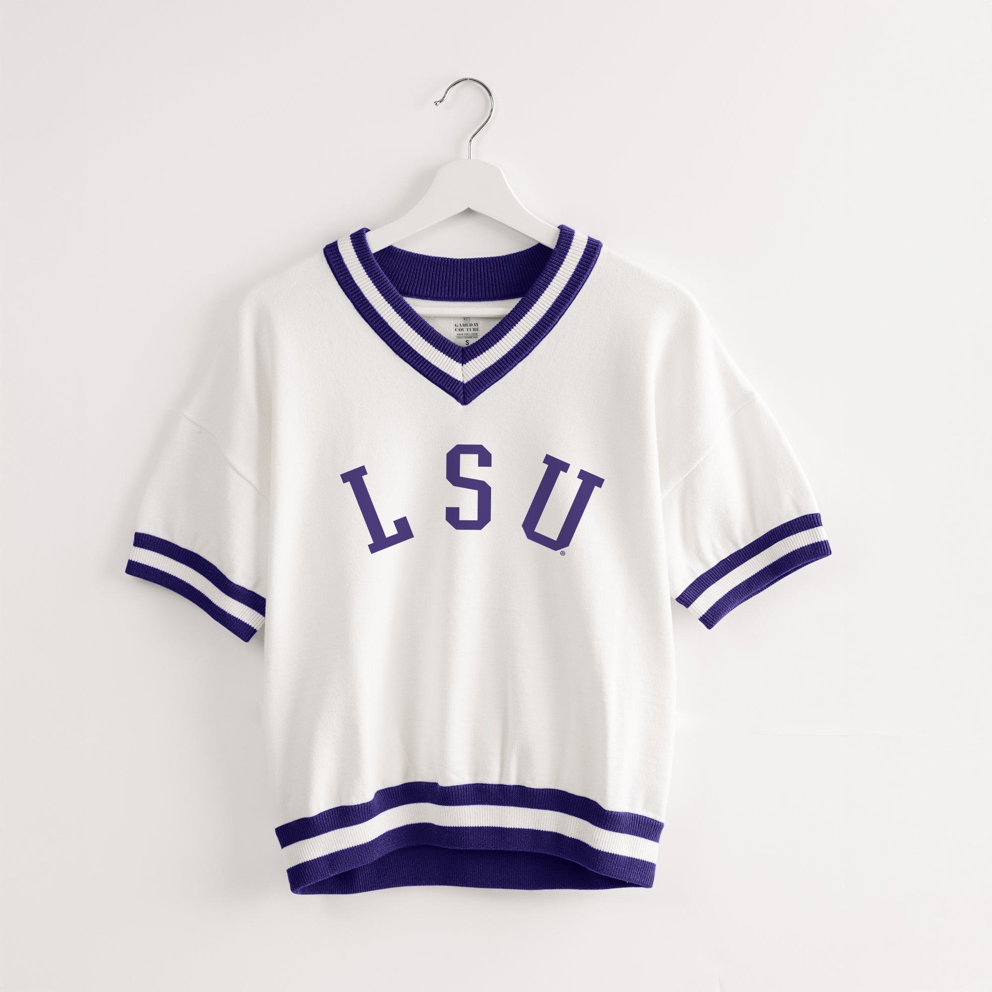 LSU TIGERS INFINITE CHARM VARSITY V-NECK SWEATER
