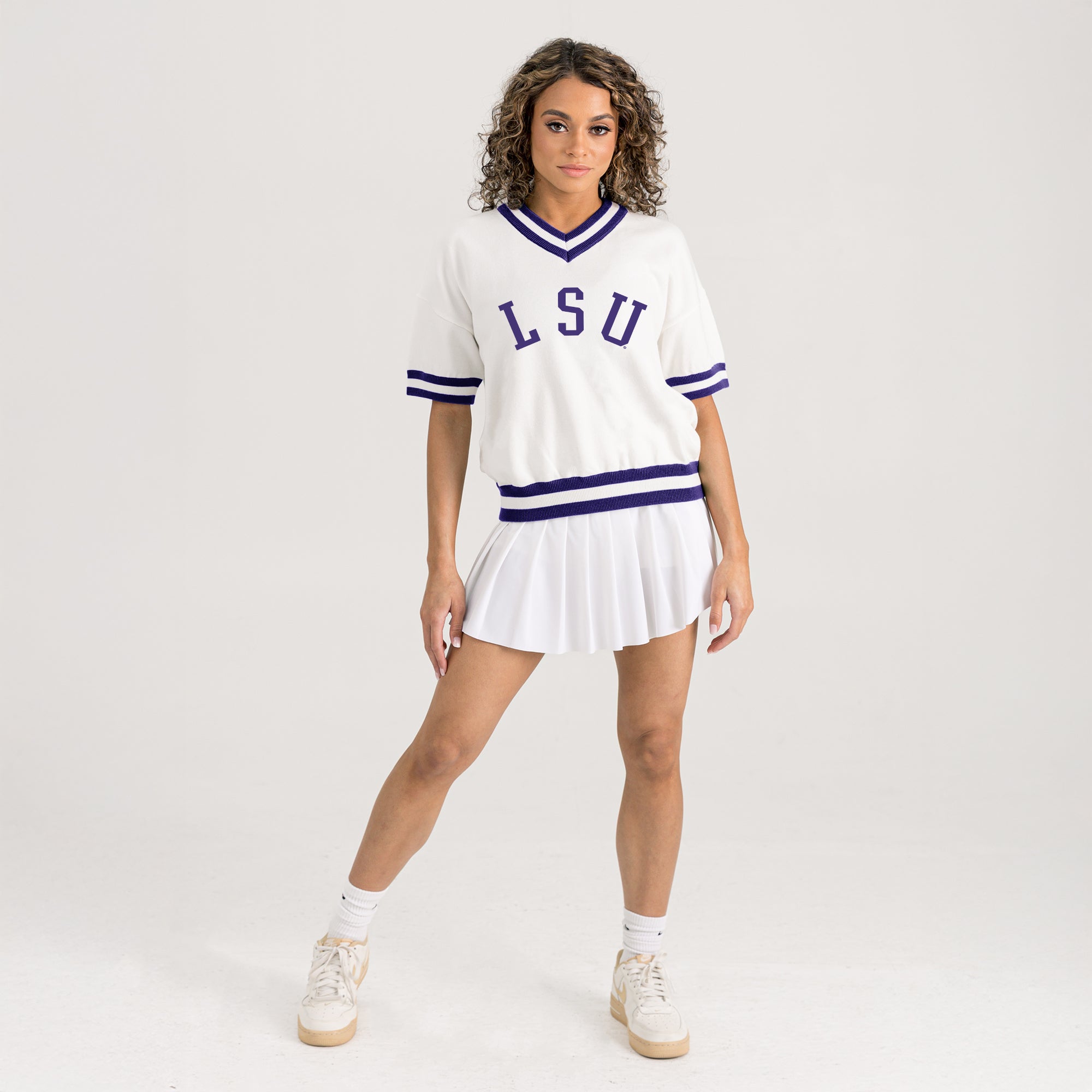 LSU TIGERS INFINITE CHARM VARSITY V-NECK SWEATER