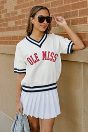 OLE MISS REBELS INFINITE CHARM VARSITY V-NECK SWEATER
