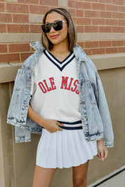 OLE MISS REBELS INFINITE CHARM VARSITY V-NECK SWEATER