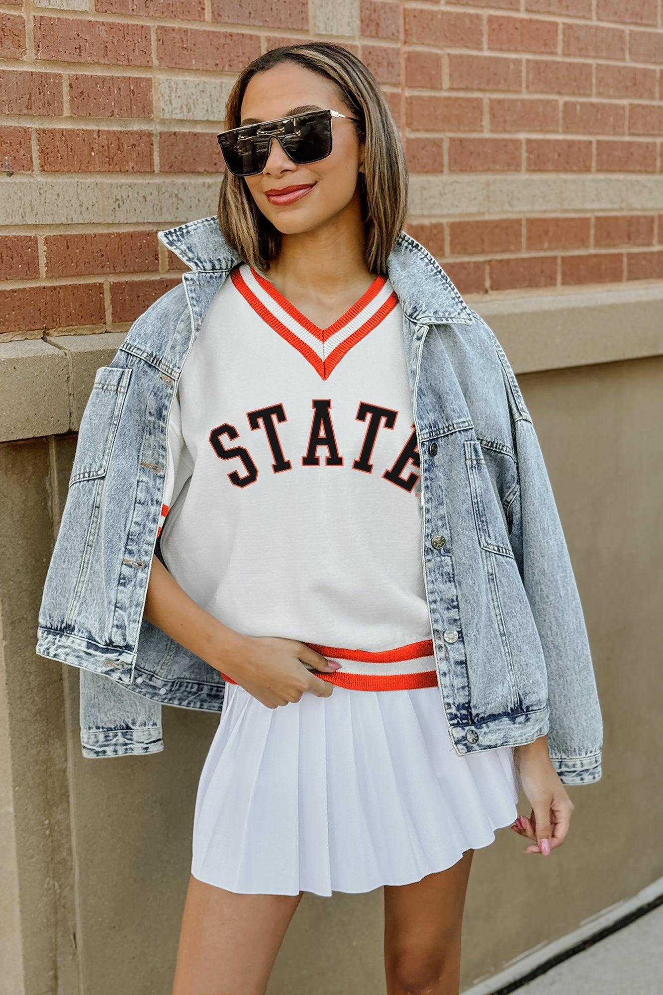 OKLAHOMA STATE COWBOYS INFINITE CHARM VARSITY V-NECK SWEATER