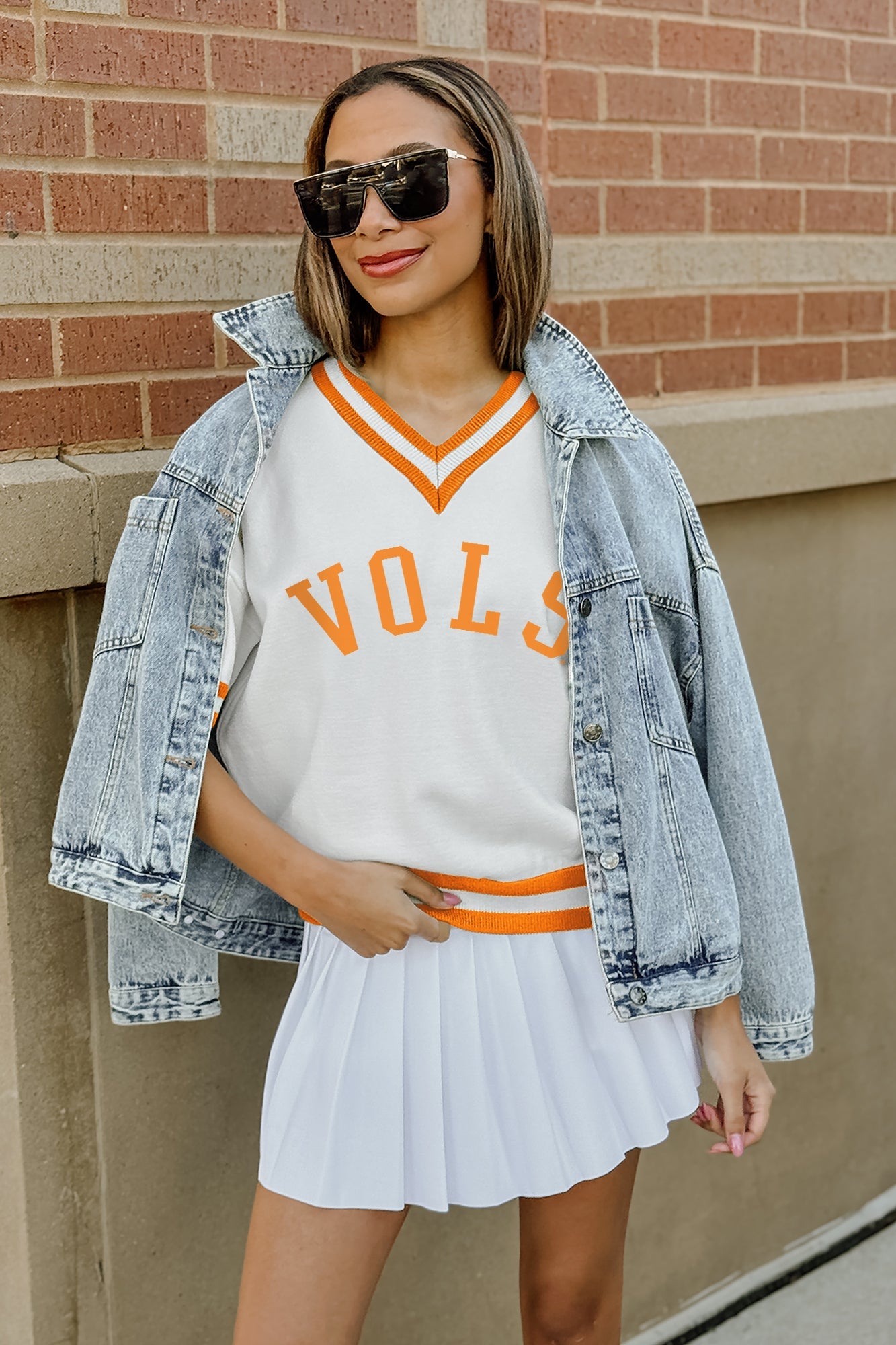 TENNESSEE VOLUNTEERS INFINITE CHARM VARSITY V-NECK SWEATER