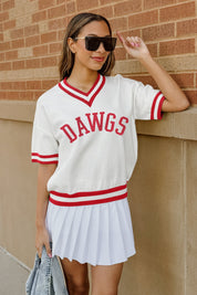 GEORGIA BULLDOGS INFINITE CHARM VARSITY V-NECK SWEATER