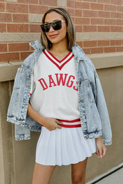 GEORGIA BULLDOGS INFINITE CHARM VARSITY V-NECK SWEATER
