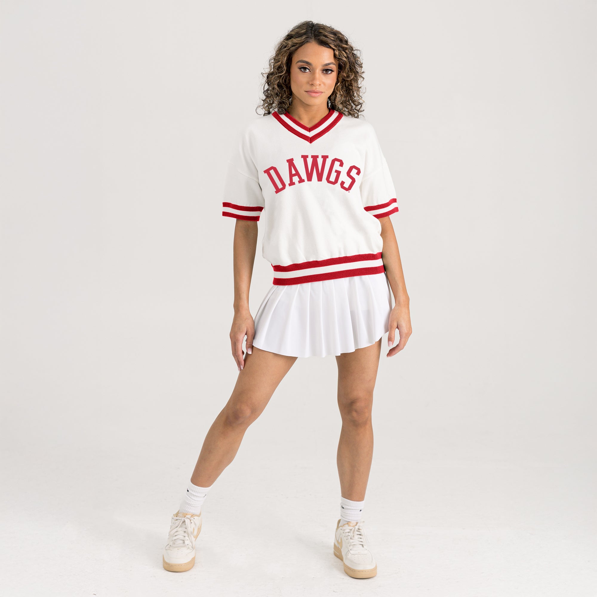 GEORGIA BULLDOGS INFINITE CHARM VARSITY V-NECK SWEATER