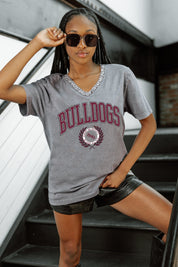 ALABAMA A&M BULLDOGS ICONIC EDGE RHINESTONE TRIM V-NECK TEE