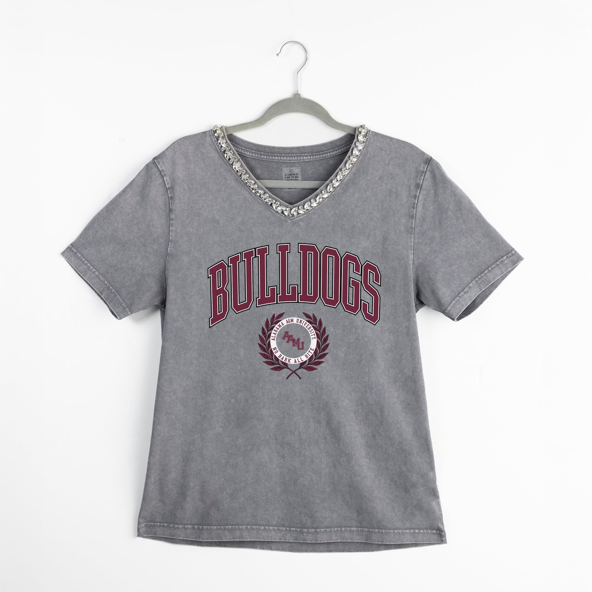 ALABAMA A&M BULLDOGS ICONIC EDGE RHINESTONE TRIM V-NECK TEE