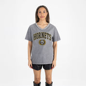 ALABAMA STATE HORNETS ICONIC EDGE RHINESTONE TRIM V-NECK TEE