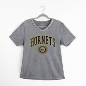 ALABAMA STATE HORNETS ICONIC EDGE RHINESTONE TRIM V-NECK TEE