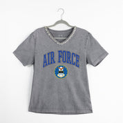 AIR FORCE FALCONS ICONIC EDGE RHINESTONE TRIM V-NECK TEE