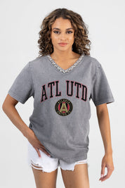 ATLANTA UNITED FC ICONIC EDGE RHINESTONE TRIM V-NECK TEE