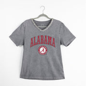 ALABAMA CRIMSON TIDE ICONIC EDGE RHINESTONE TRIM V-NECK TEE