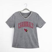 ARIZONA CARDINALS ICONIC EDGE RHINESTONE TRIM V-NECK TEE