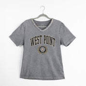 ARMY BLACK KNIGHTS ICONIC EDGE RHINESTONE TRIM V-NECK TEE