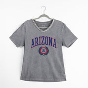 ARIZONA WILDCATS ICONIC EDGE RHINESTONE TRIM V-NECK TEE