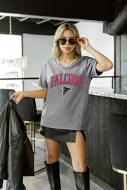 ATLANTA FALCONS ICONIC EDGE RHINESTONE TRIM V-NECK TEE