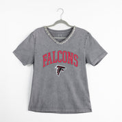 ATLANTA FALCONS ICONIC EDGE RHINESTONE TRIM V-NECK TEE