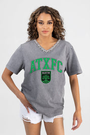 AUSTIN FC ICONIC EDGE RHINESTONE TRIM V-NECK TEE