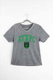 AUSTIN FC ICONIC EDGE RHINESTONE TRIM V-NECK TEE