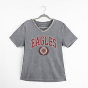 BOSTON COLLEGE EAGLES ICONIC EDGE RHINESTONE TRIM V-NECK TEE