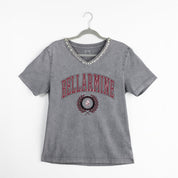 BELLARMINE KNIGHTS ICONIC EDGE RHINESTONE TRIM V-NECK TEE