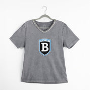 BENTLEY FALCONS ICONIC EDGE RHINESTONE TRIM V-NECK TEE