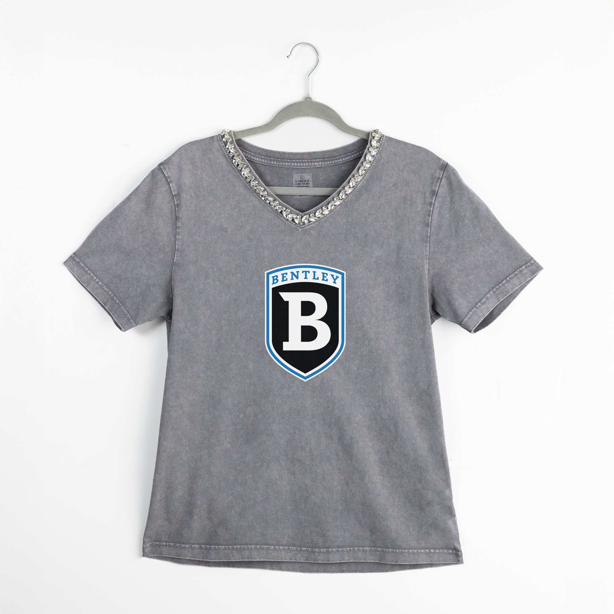 BENTLEY FALCONS ICONIC EDGE RHINESTONE TRIM V-NECK TEE