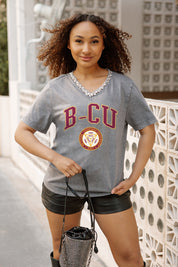 BETHUNE-COOKMAN WILDCATS ICONIC EDGE RHINESTONE TRIM V-NECK TEE