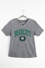 BINGHAMTON BEARCATS ICONIC EDGE RHINESTONE TRIM V-NECK TEE