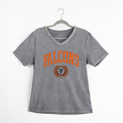 BOWLING GREEN FALCONS ICONIC EDGE RHINESTONE TRIM V-NECK TEE