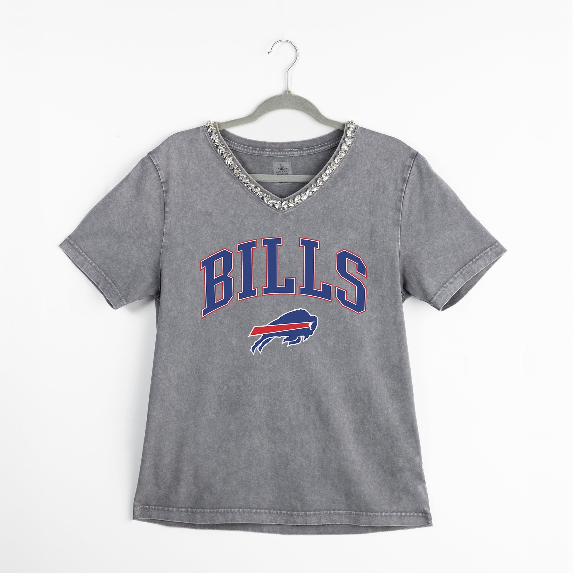 BUFFALO BILLS ICONIC EDGE RHINESTONE TRIM V-NECK TEE