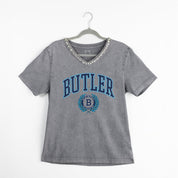BUTLER BULLDOGS ICONIC EDGE RHINESTONE TRIM V-NECK TEE