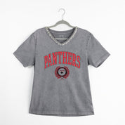 CLARK ATLANTA UNIVERSITY PANTHERS ICONIC EDGE RHINESTONE TRIM V-NECK TEE