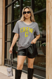 COLUMBUS CREW SC ICONIC EDGE RHINESTONE TRIM V-NECK TEE