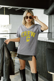 COLUMBUS CREW SC ICONIC EDGE RHINESTONE TRIM V-NECK TEE