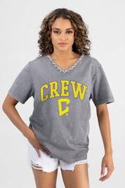 COLUMBUS CREW SC ICONIC EDGE RHINESTONE TRIM V-NECK TEE