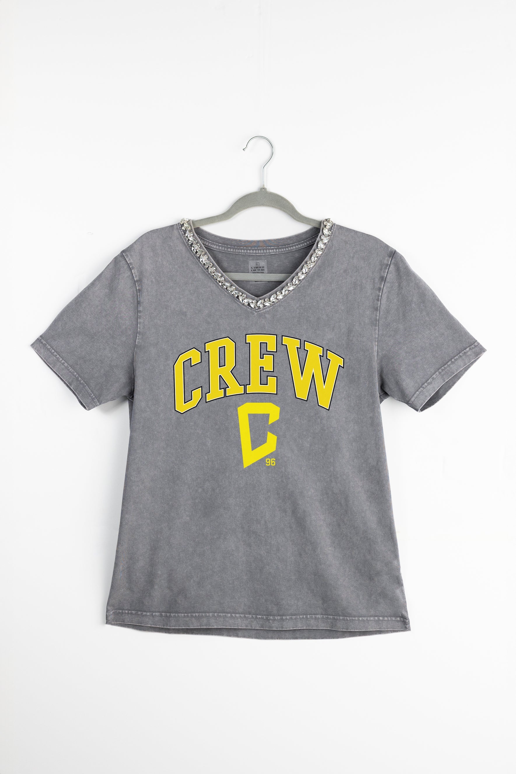 COLUMBUS CREW SC ICONIC EDGE RHINESTONE TRIM V-NECK TEE