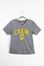 COLUMBUS CREW SC ICONIC EDGE RHINESTONE TRIM V-NECK TEE