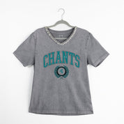 COASTAL CAROLINA CHANTICLEERS ICONIC EDGE RHINESTONE TRIM V-NECK TEE