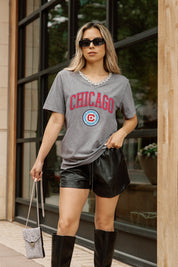 CHICAGO FIRE SC ICONIC EDGE RHINESTONE TRIM V-NECK TEE