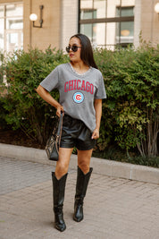 CHICAGO FIRE SC ICONIC EDGE RHINESTONE TRIM V-NECK TEE