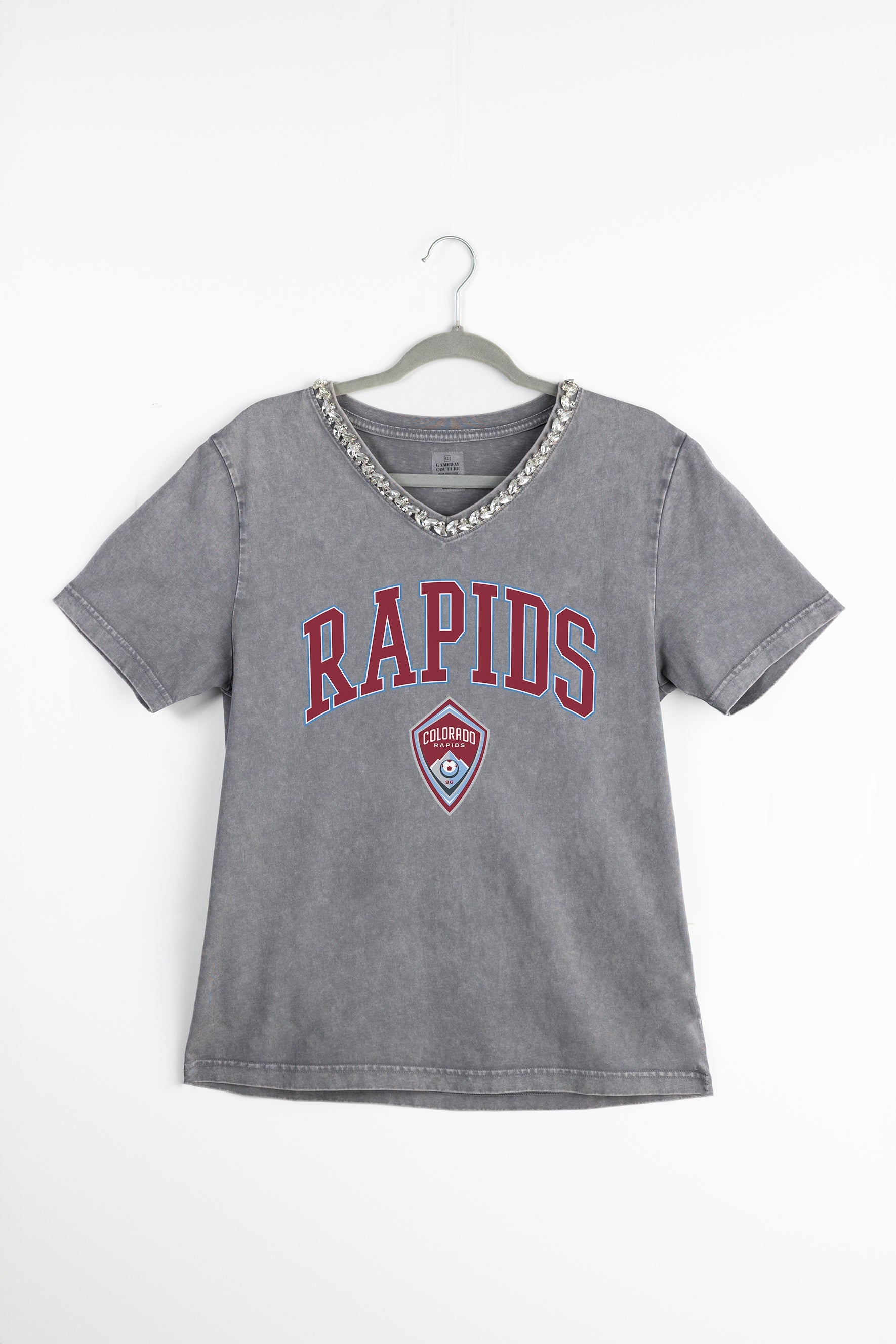 COLORADO RAPIDS ICONIC EDGE RHINESTONE TRIM V-NECK TEE