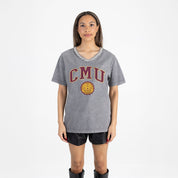 CENTRAL MICHIGAN CHIPPEWAS ICONIC EDGE RHINESTONE TRIM V-NECK TEE