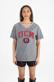 CENTRAL MISSOURI MULES ICONIC EDGE RHINESTONE TRIM V-NECK TEE