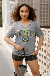 COPPIN STATE EAGLES ICONIC EDGE RHINESTONE TRIM V-NECK TEE